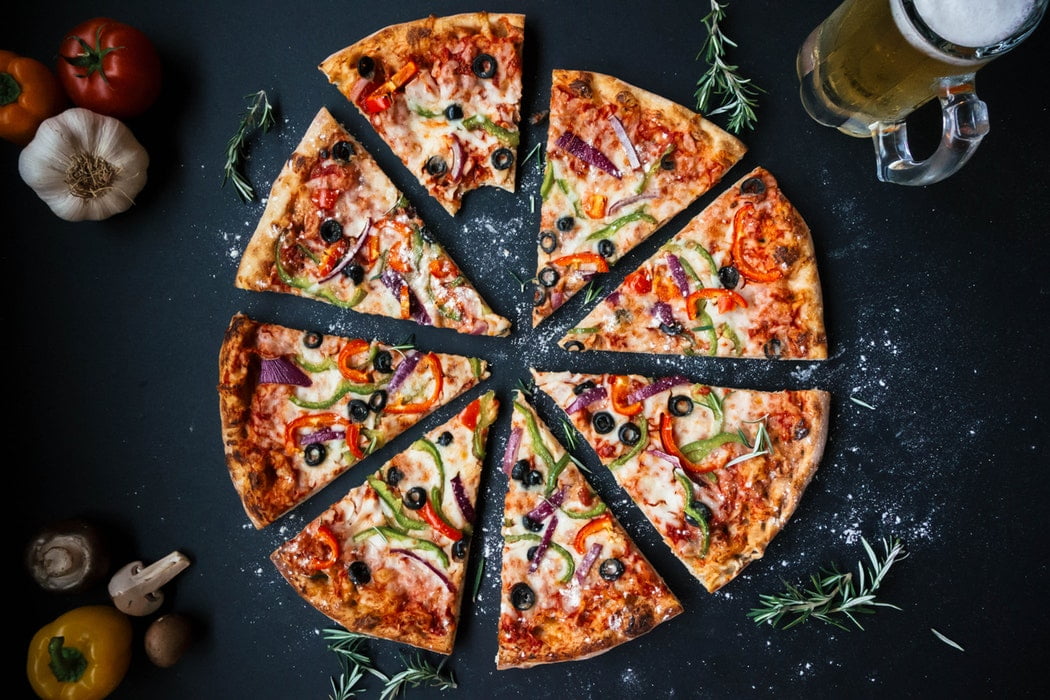 Pizza with beer